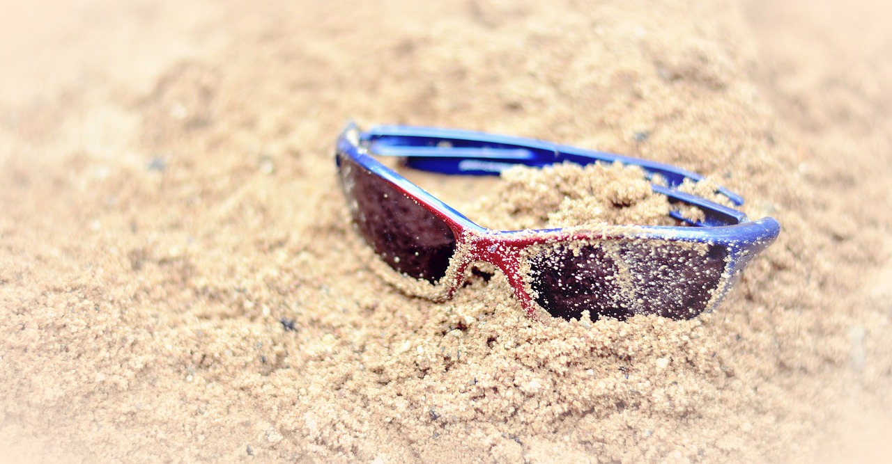 sunglasses, sand, summer